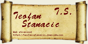 Teofan Stanačić vizit kartica